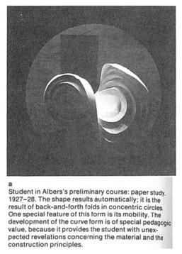 newspaper clipping of curved origami model from Bauhaus, 1920ss